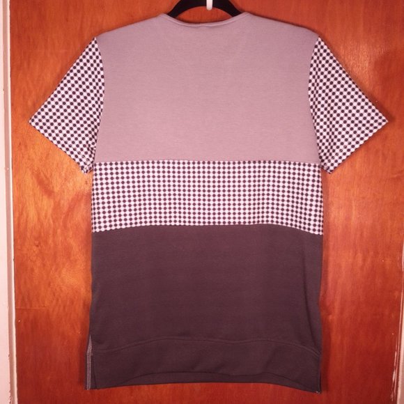 No Name Ring Zipper Soft Polka Dot Grey Shirt T-Shirt Gray Charcoal Black White - Picture 4 of 8